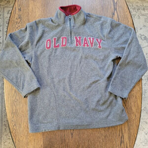 Old Navy Gray Red Fleece Logo Quarter Zip Pullover with Pockets Size Boy's Large